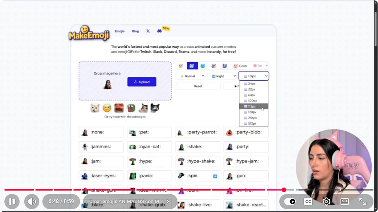 Controles de efectos animados de MakeEmoji