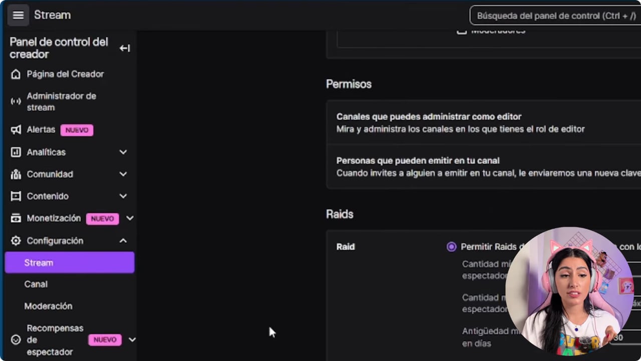 Controles de moderación y AutoMod de Twitch en el tutorial